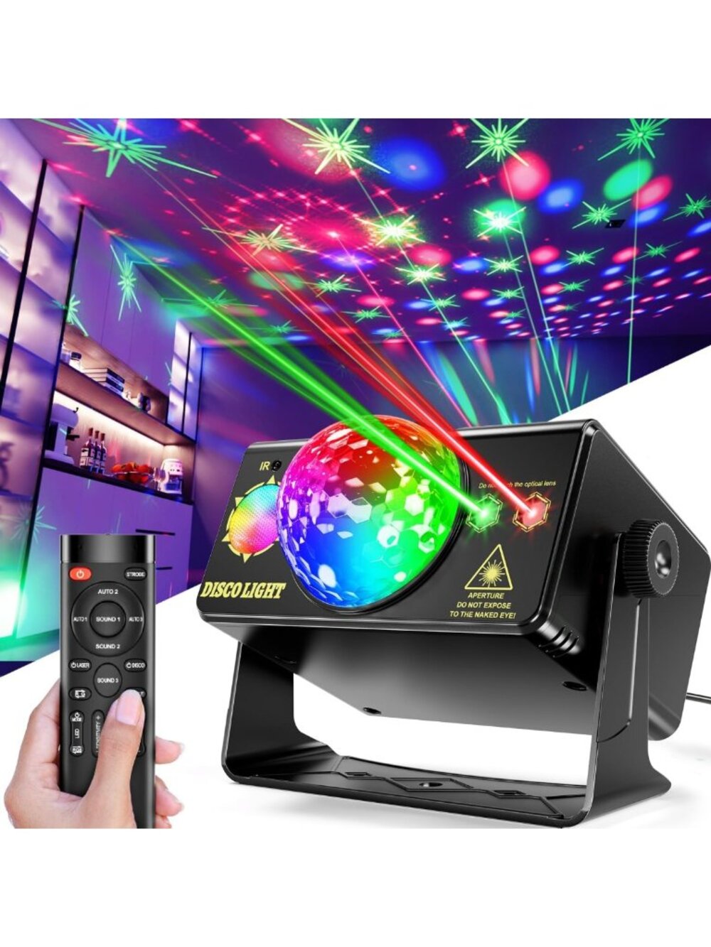 Sound-Activated Disco Ball & LED Strobe Lights for Parties, Weddings, Indoor
